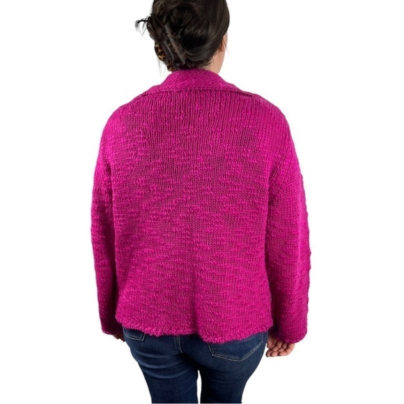 SIGRID OLSEN SO BLUE CHUNKY KNIT WOOL BLEND OPEN FRONT CARDIGAN SWEATER - Picture 2 of 13